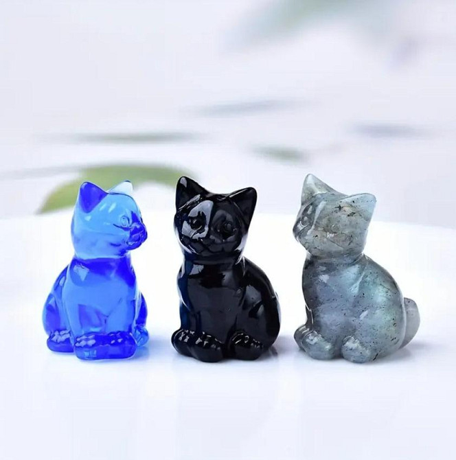 Фигурка кота из натурального лабродарита, 35 мм. Декоративная фигурка из натурального лабродарита. Киев - изображение 2