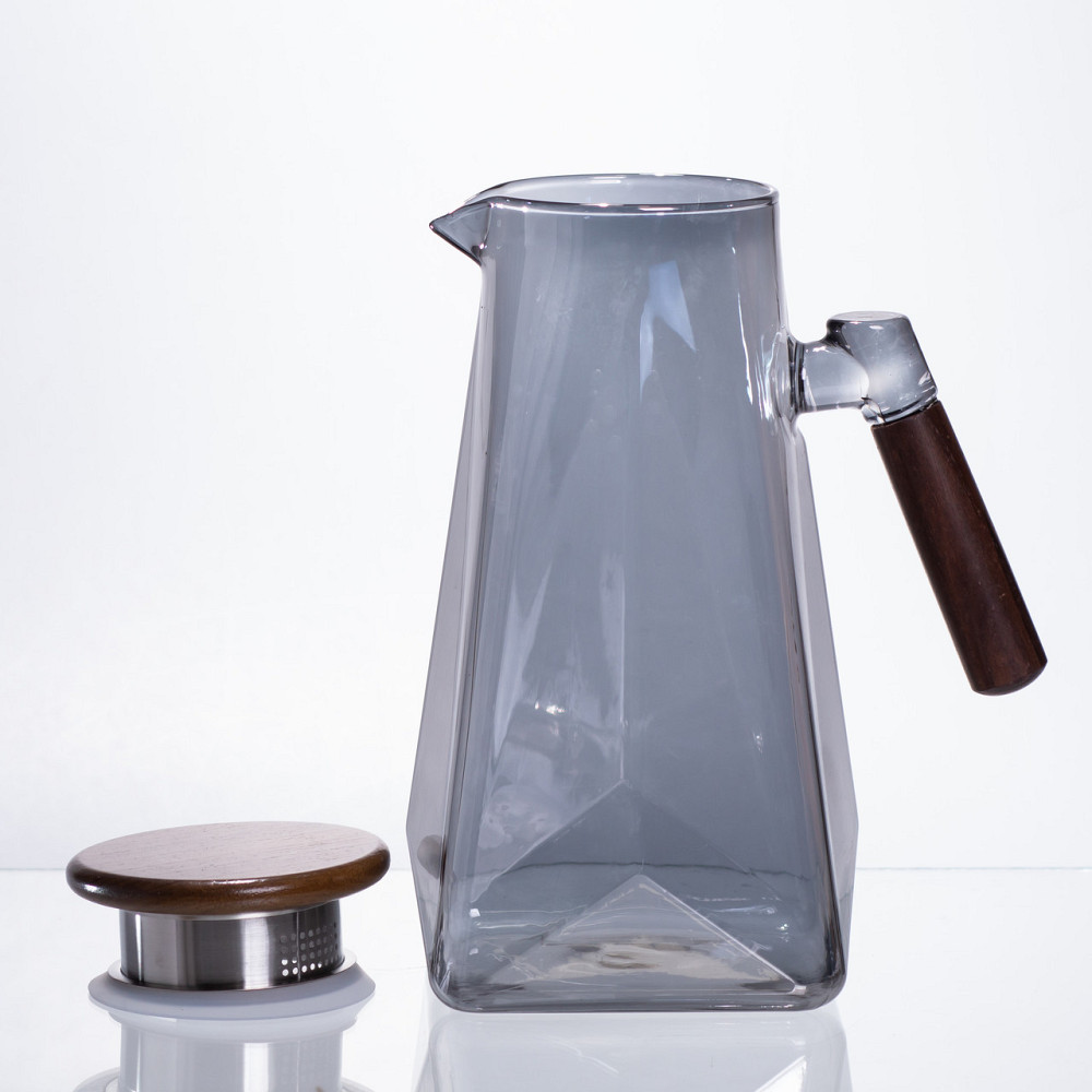 Глечик для напоїв скляний 1.8 л з бамбуковою кришкою 64486-73 Київ - фото 3