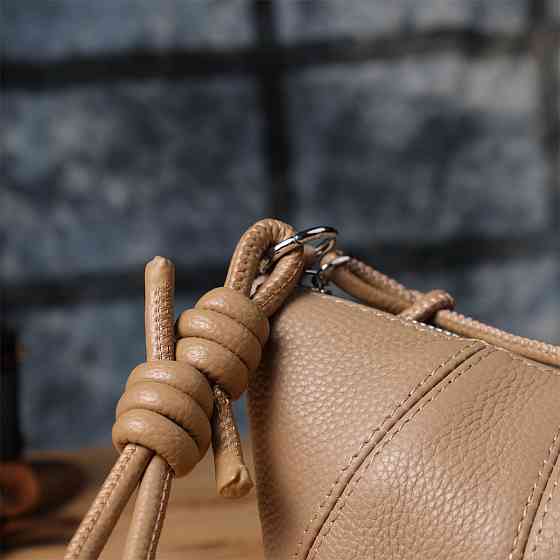 Жіноча напівкругла сумка з натуральної шкіри Vintage 22933 Бежевий Київ