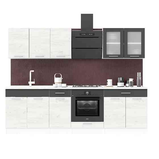 Кухня модульная Эверест Эко набор №4 дуб крафт белый/графит/белый 2,6 м столешница Скай (DTM-071061) Львов