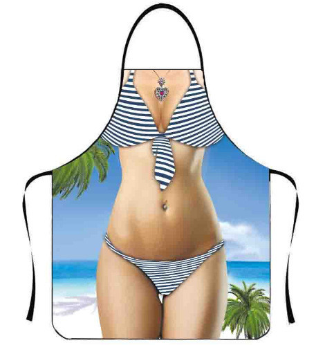 Фартух з приколом Дівчина в купальнику у смужку 75 на 60 см різнобарвний Київ - фото 1