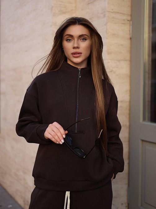 Жіночий теплий повсякденний костюм вільного крою турецька тринитка на флісі Одеса - фото 10