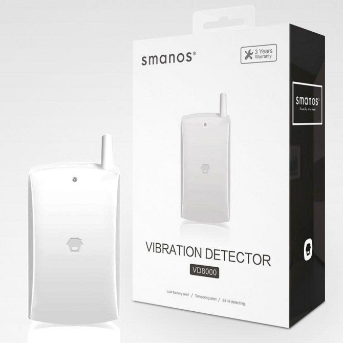 Бездротовий датчик детектор вібрації Smanos VD8000 для сейфів, дверей і вікон, 868 МГц, для системи  Київ - фото 5