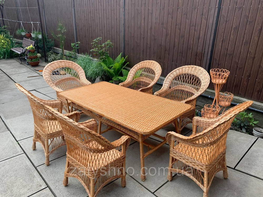 Комплект меблів із лози з великим столом Київ - фото 5