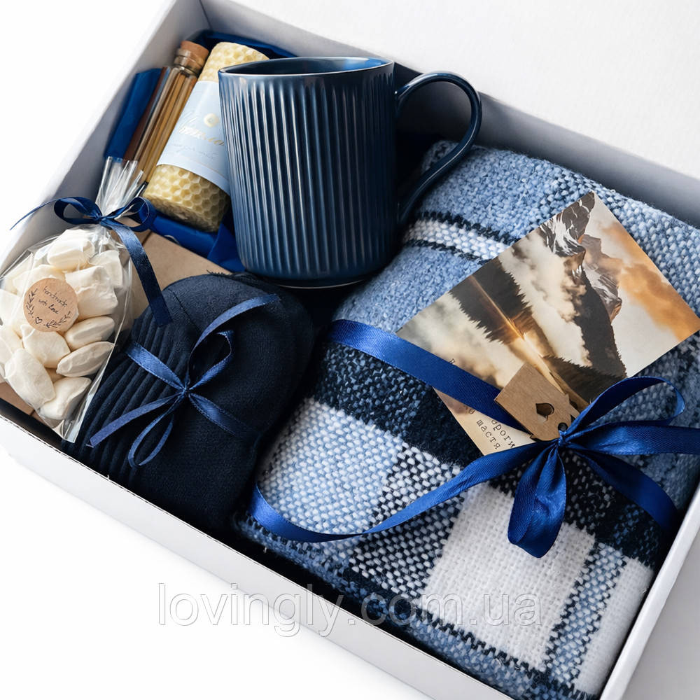 Подарунковий набір чоловікові з пледом, чашкою, свічкою, шкарпетками та чаєм - ексклюзивний затишний бокс Ірпінь - фото 7