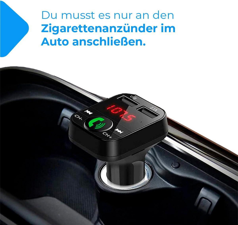 FM-трансмітер для авто NK FM2102 Bluetooth V5.0 Hands-Free мікрофон два USB QC 2.1A 12/24V Київ - фото 6