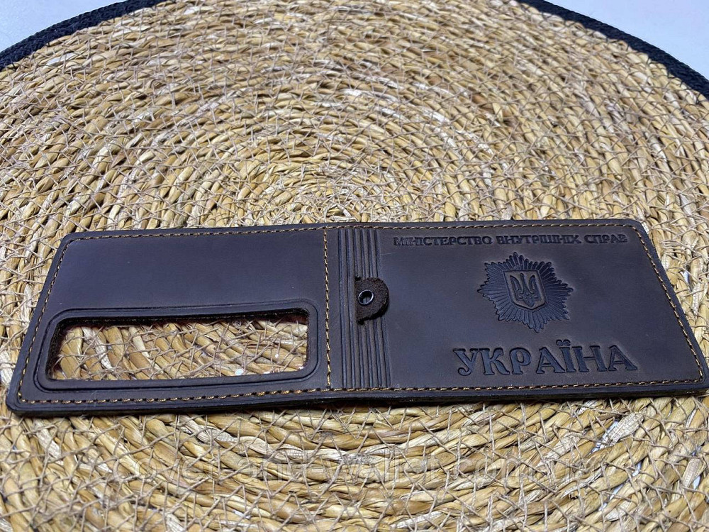 Горизонтальна обкладинка на посвідчення "МВС" (Міністерство внутрішніх справ) із шевроном шоколад Київ - фото 3