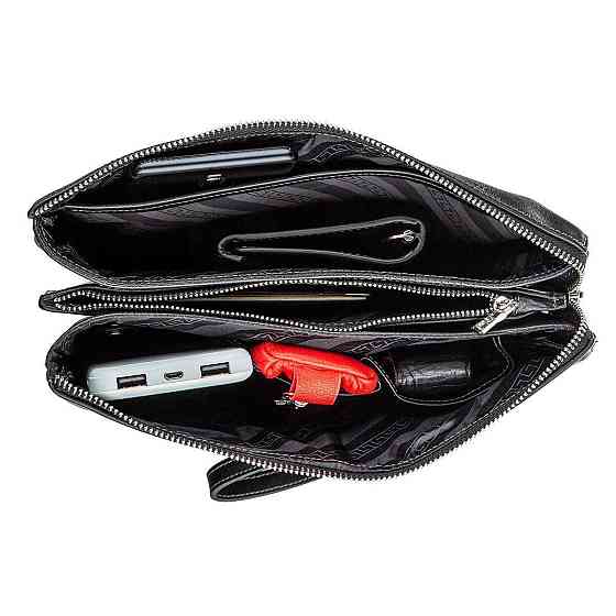 Барсетка чоловіча GRANDE PELLE 11146 з гладкої шкіри Чорна Київ