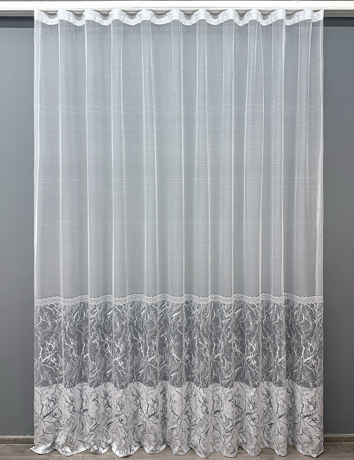 Тюль жаккард цвет белый с серым 1670т Киев - изображение 8