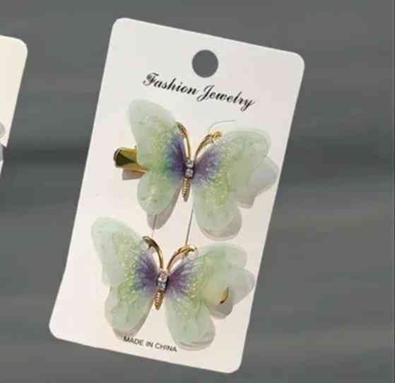 Комплект шпильок "Метелики" 2 шт. Салатовий Сміла