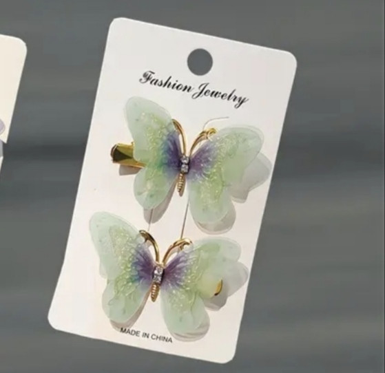 Комплект шпильок "Метелики" 2 шт. Салатовий Сміла - фото 2