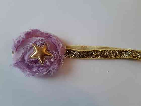 Пов'язка дитяча з блискітками бузкова - розмір універсальний (на резинці), квіточка 6см Київ