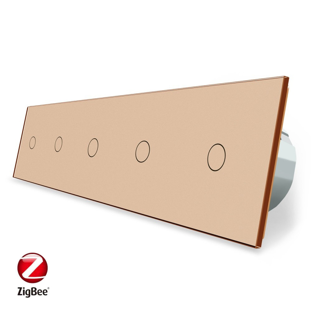 Розумний сенсорний ZigBee вимикач 5 сенсорів (1-1-1-1-1) Livolo золото скло (VL-C705Z-13) Коломыя - изображение 7