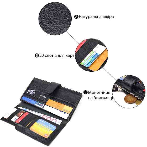 Женский вертикальный кошелек из натуральной кожи CANPELLINI 21641 Черный Киев