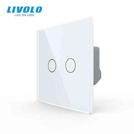 LIVOLO Сенсорний вимикач LIVOLO, 2-сенсорний, білий скляний, 5А 230В, без нейтралі (VL-C7FC2-2W Коломыя