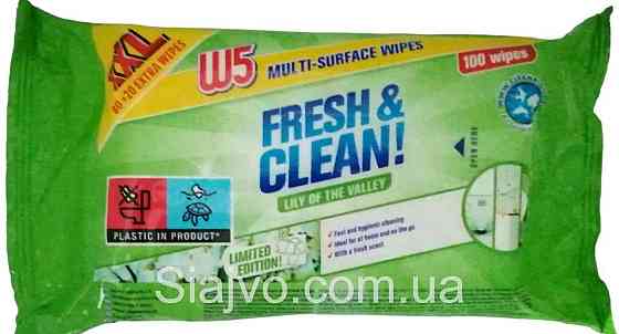 Влажные салфетки для уборки W5 Lily of the valley 100 шт. Львов