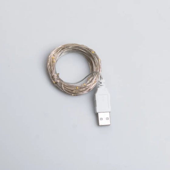 Гірлянда роса 10 метрів USB на 100 led світлодіодів крапля на білому дроті жовта USB100L10MWY Коломия