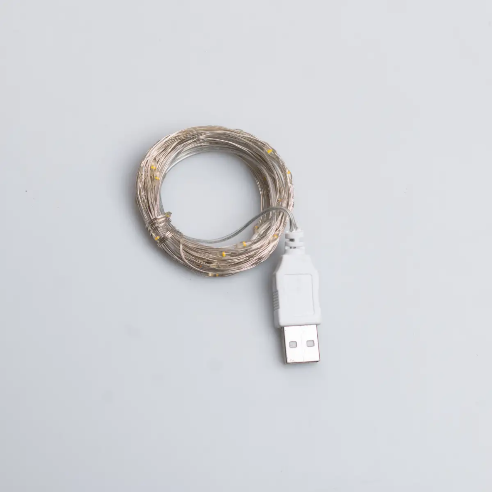 Гірлянда роса 10 метрів USB на 100 led світлодіодів крапля на білому дроті жовта USB100L10MWY Коломия - фото 2
