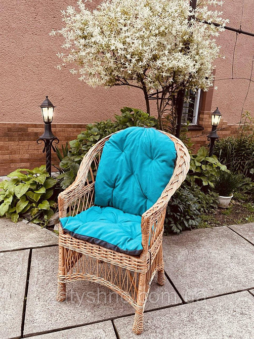 Крісло плтеное из лозы с подушкой голубой Киев - изображение 8