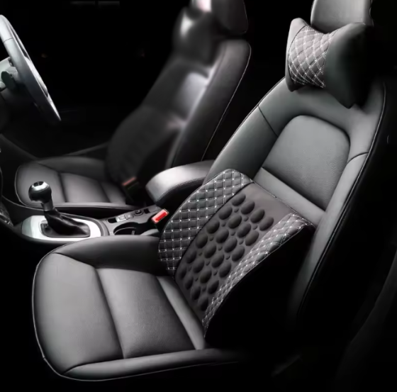 КОМПЛЕКТ!!! Массажная вибро подушка и ПОДГОЛОВНИК в авто, вибро упор для спины в автомобиль БЕЛАЯ прошивка Кременчуг