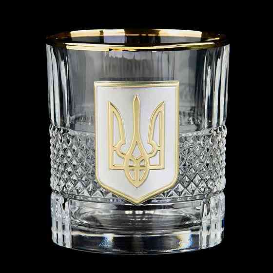 Набір келихів для віскі «Тризуб» Boss Crystal, 6 келихів, срібло, золото, кришталь, захисний лак Рівне