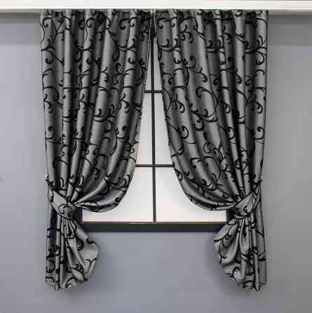 Комплект готовых штор VR-Textil Жаккард Allure № 1619ш Серый с черным 130х170 см 2 шт (35-0269) Киев
