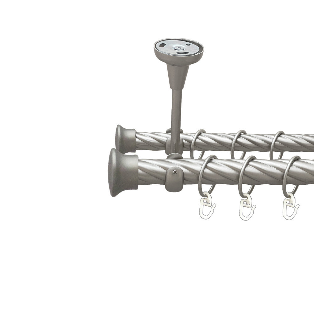 Карниз Orvit Дуо металевий дворядний відкритий до стелі скручена труба кільце металеве Сатин 25\19 мм 240 см (00-00024204) Львів - фото 1