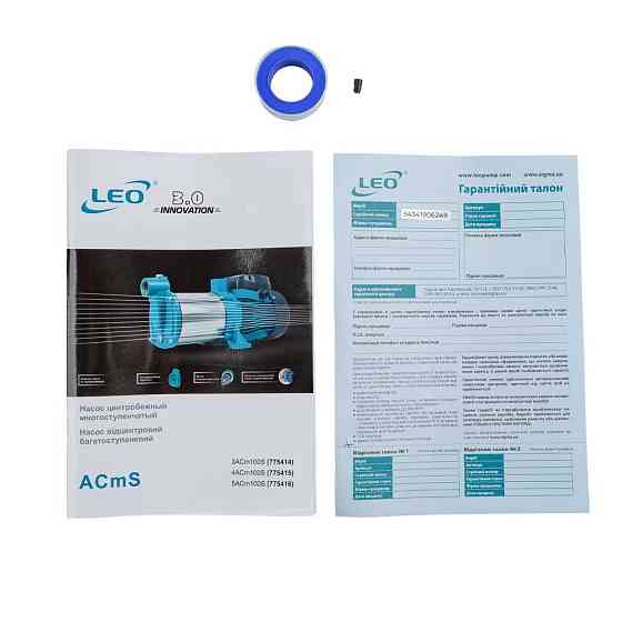 Насос центробежный многоступенчатый 0.75кВт Hmax 45м Qmax 100л/мин нерж LEO 3.0 4ACm100S (775415) Ровно