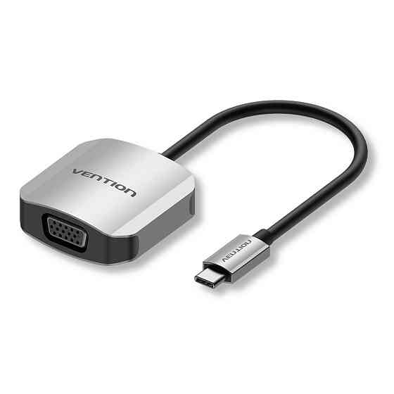 Перехідник USB 3.1 Type-C --> VGA (F), 1080p 60Hz, кабель 0.15м, Vention сірий Вінниця