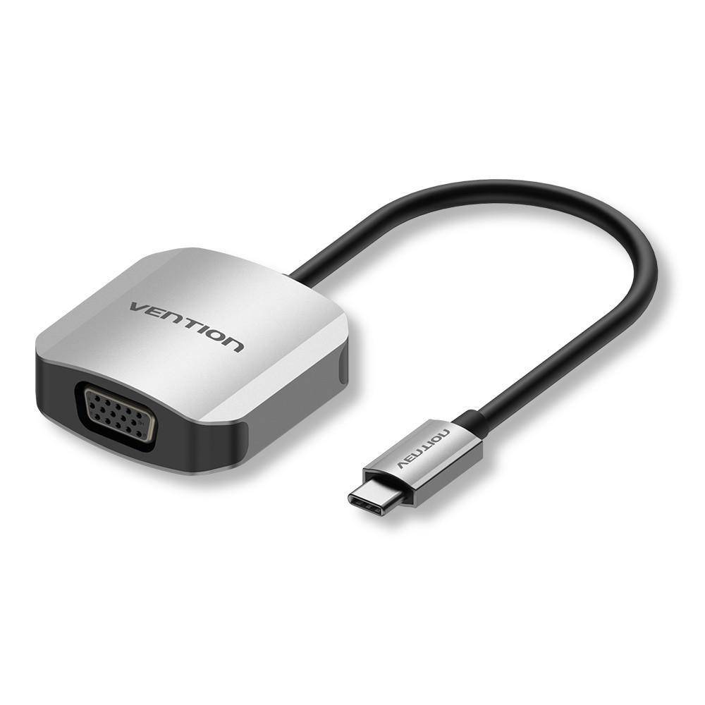 Перехідник USB 3.1 Type-C --> VGA (F), 1080p 60Hz, кабель 0.15м, Vention сірий Вінниця - фото 1