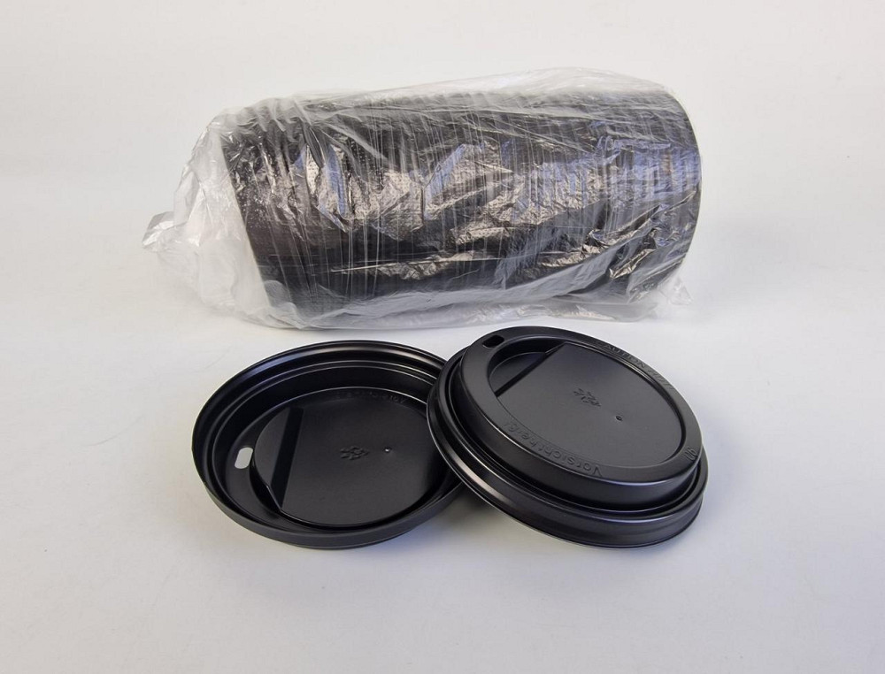 Кришка під склянку паперовий Ф90 (гар) Чорна Дніпро (на 500 мл і 400 мл) (50 шт.) Харків - фото 1