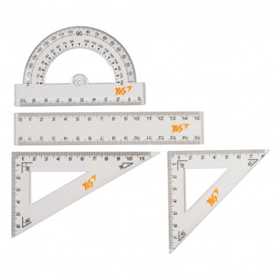 Лінійка Yes набір 4 предмета лінійка 15 см в ПВХ чохлi (370512) Вінниця - фото 3