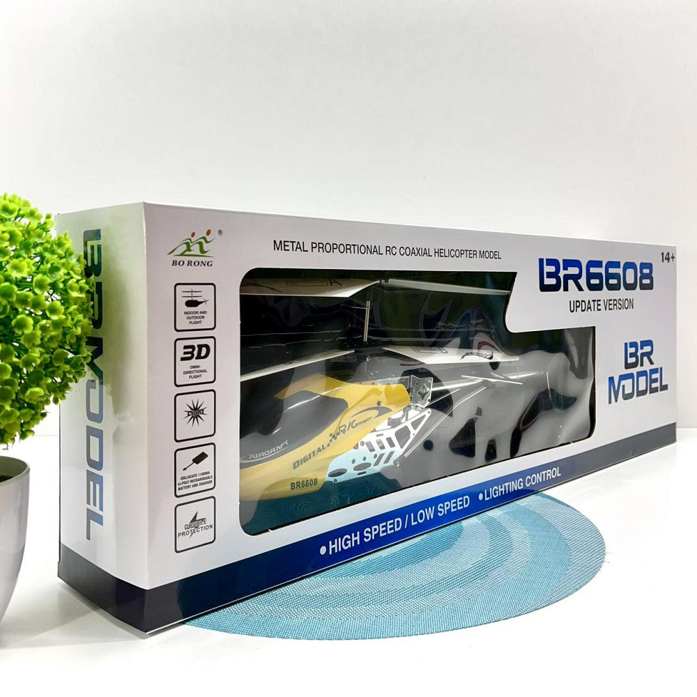 Вертоліт на радіокеруванні з гіроскопом підсвічування пульт Жовтий (BR6608) Чернігів - фото 2