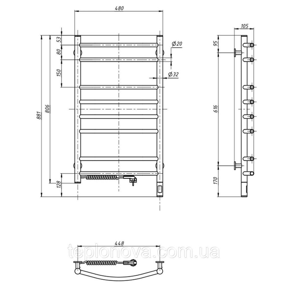 Полотенцесушитель Камелия 480х800 Sensor левый с таймером, чёрный муар Черновцы - изображение 4
