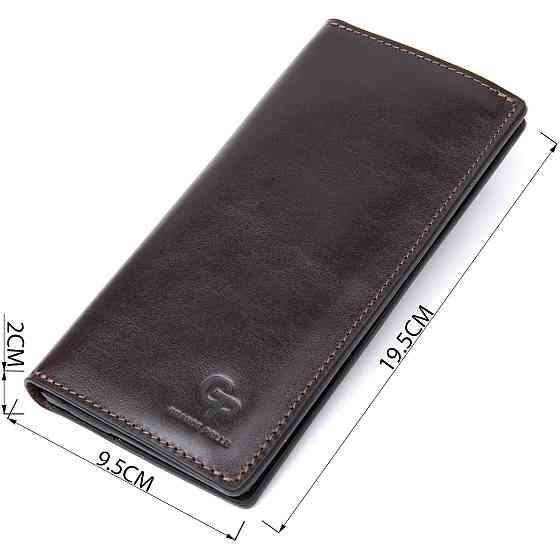 Кожаное глянцевое портмоне GRANDE PELLE 11469 Темно-коричневый Киев