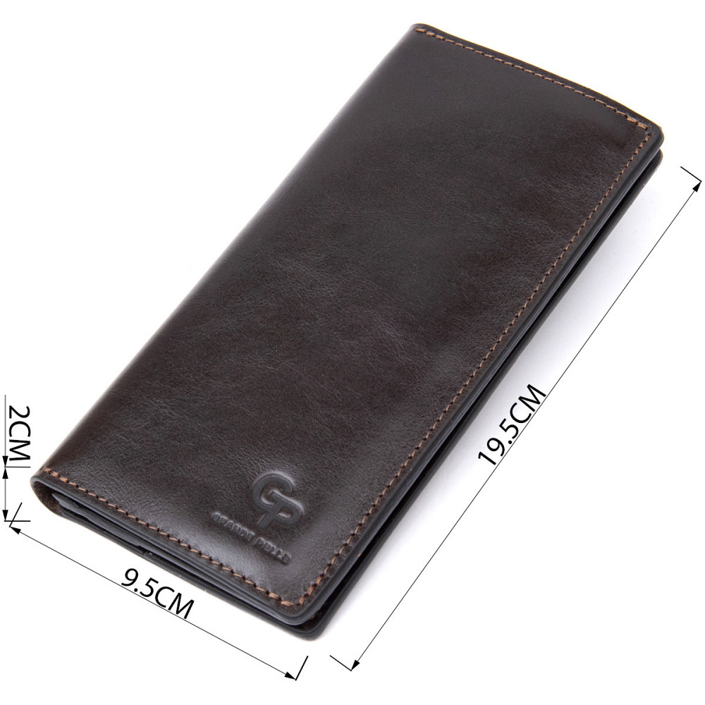 Кожаное глянцевое портмоне GRANDE PELLE 11469 Темно-коричневый Киев - изображение 3