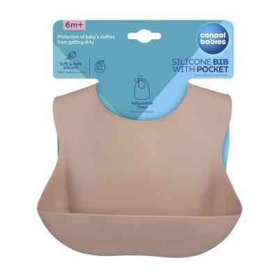 Нагрудничок Canpol babies силіконовий з кишенькою, бежевий (51/030_bei) Вінниця