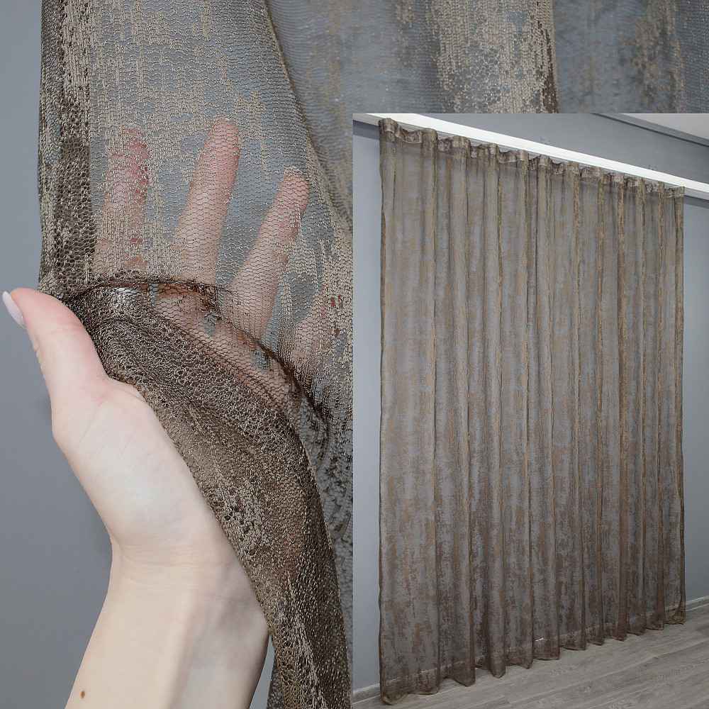 Тюль VR-Textil 1403т Мармур Жакард Коричневий 250х270 см (42-0851) Київ - фото 1