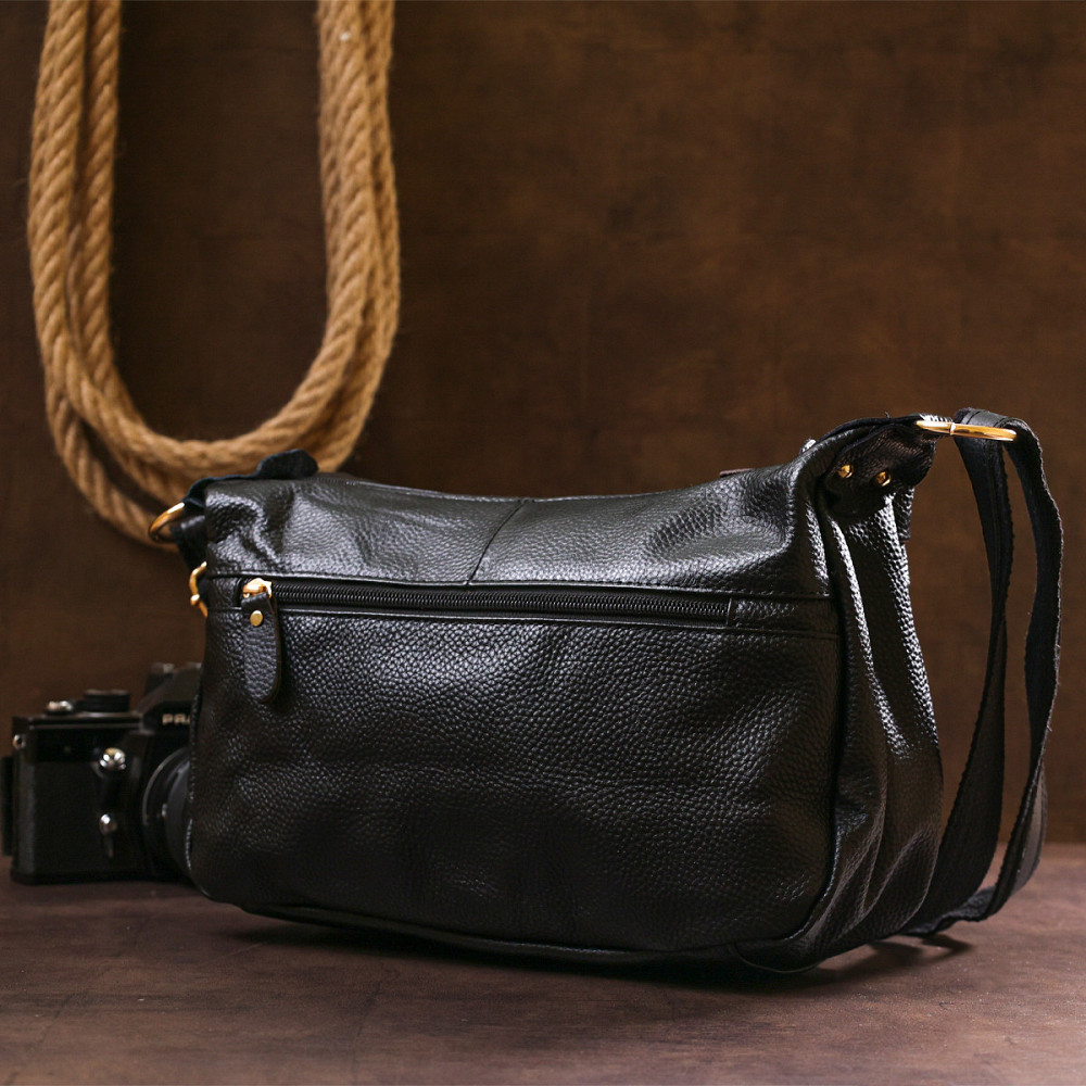 Кожаная женская сумка Vintage 20686 Черный Киев - изображение 10