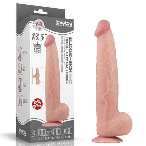 Фалоімітатор - Sliding-Skin Dual Layer Dong 13.5" Flesh Sex Aura Київ - фото 1