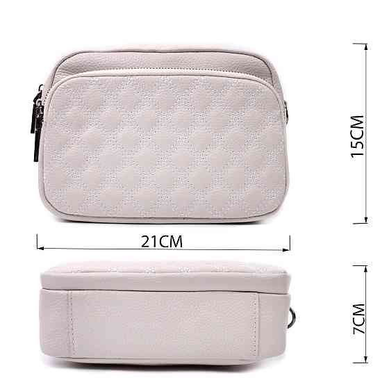 Сумка для женщин прошитая ромбами на лицевой стороне из натуральной кожи Vintage 22633 Белая Киев