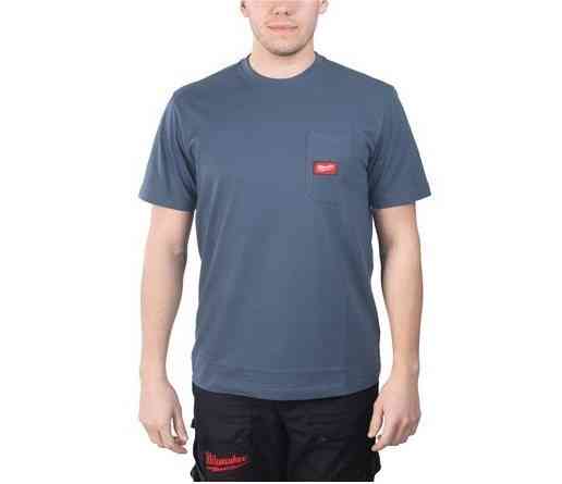 Футболка MILWAUKEE WTSSBLU-XL, з карманом та коротким рукавом, синя, (розмір XL) Одесса