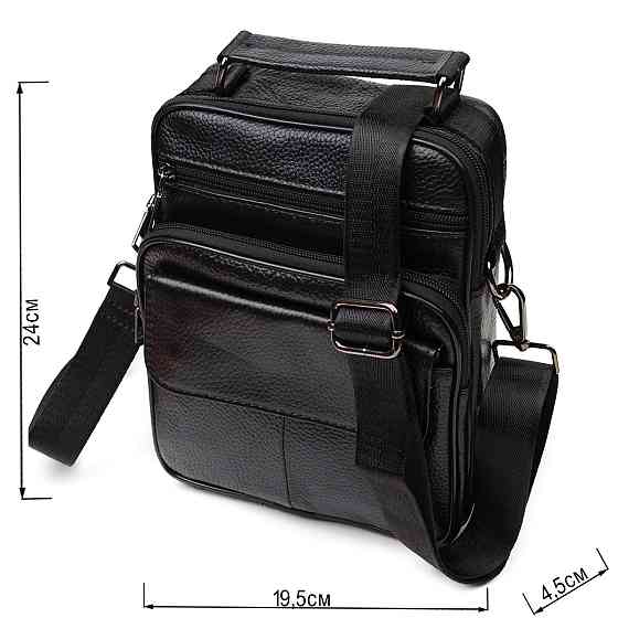 Интересная вертикальная мужская сумка из натуральной кожи Vintage 21953 Черная Киев