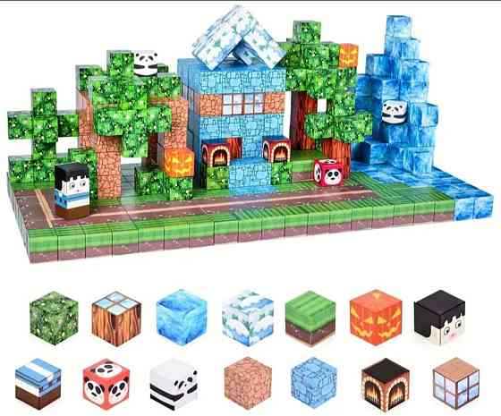 Магнітний конструктор Minecraft – 100 блоків | Кубики на магнітах Майнкрафт Київ