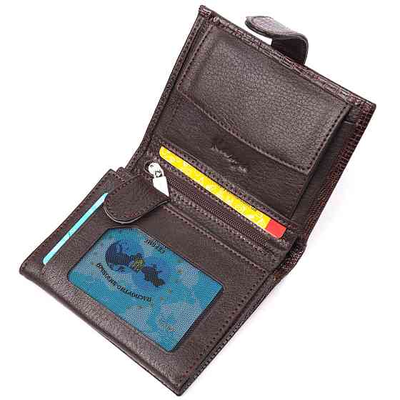 Надежный мужской кошелек из фактурной кожи KARYA 21039 Коричневый Киев