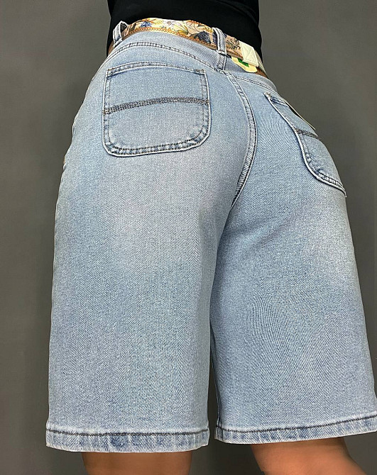 Шорты женские джинсовые Vindasion 4059 бермуды удлинённые с поясом-платком голубые, голубой, 26, 26, Одесса - изображение 7