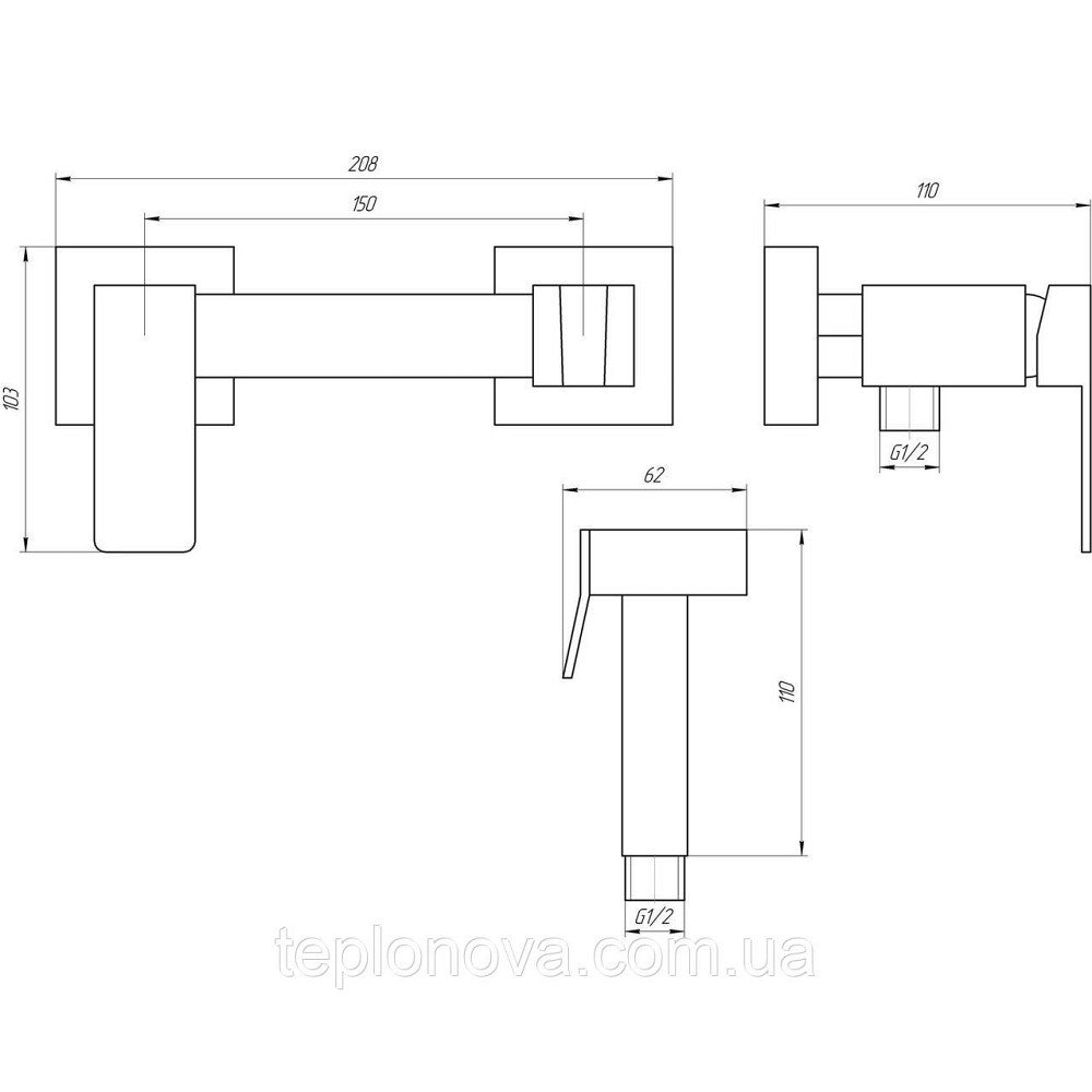 Змішувач гігієнічний Globus Lux Niagara GLN-5-106MIX-Graphite Чернівці - фото 3