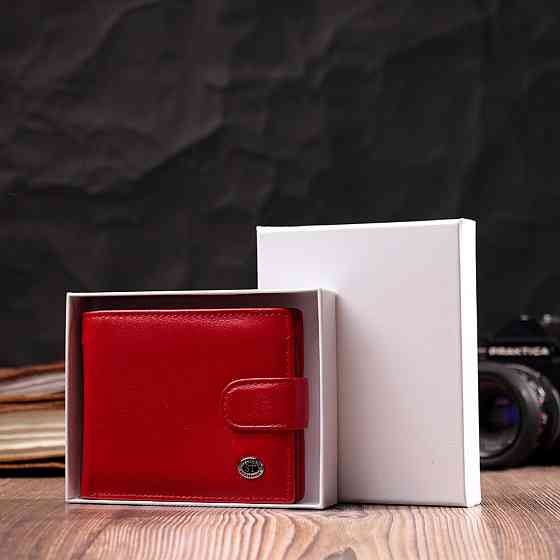 Яркое женское портмоне с блоком для карт из натуральной кожи ST Leather 19471 Красный Киев