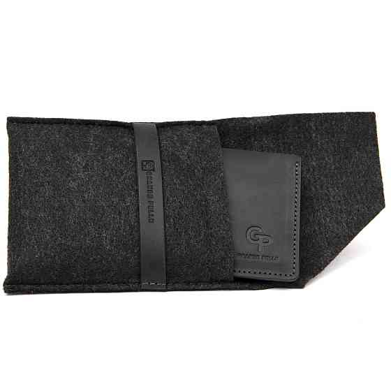 Матове шкіряне портмоне GRANDE PELLE 11457 Чорний Київ