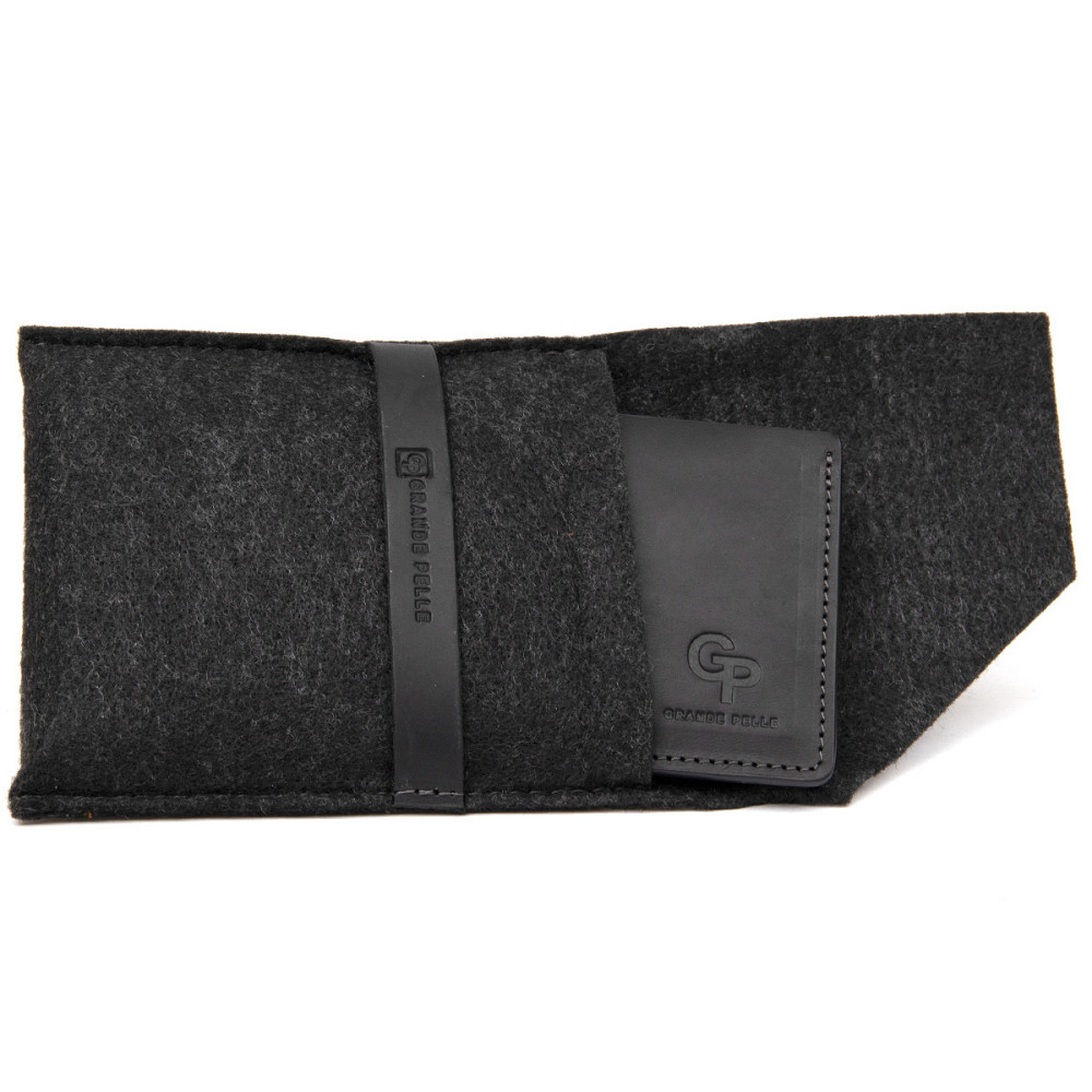 Матове шкіряне портмоне GRANDE PELLE 11457 Чорний Київ - фото 5